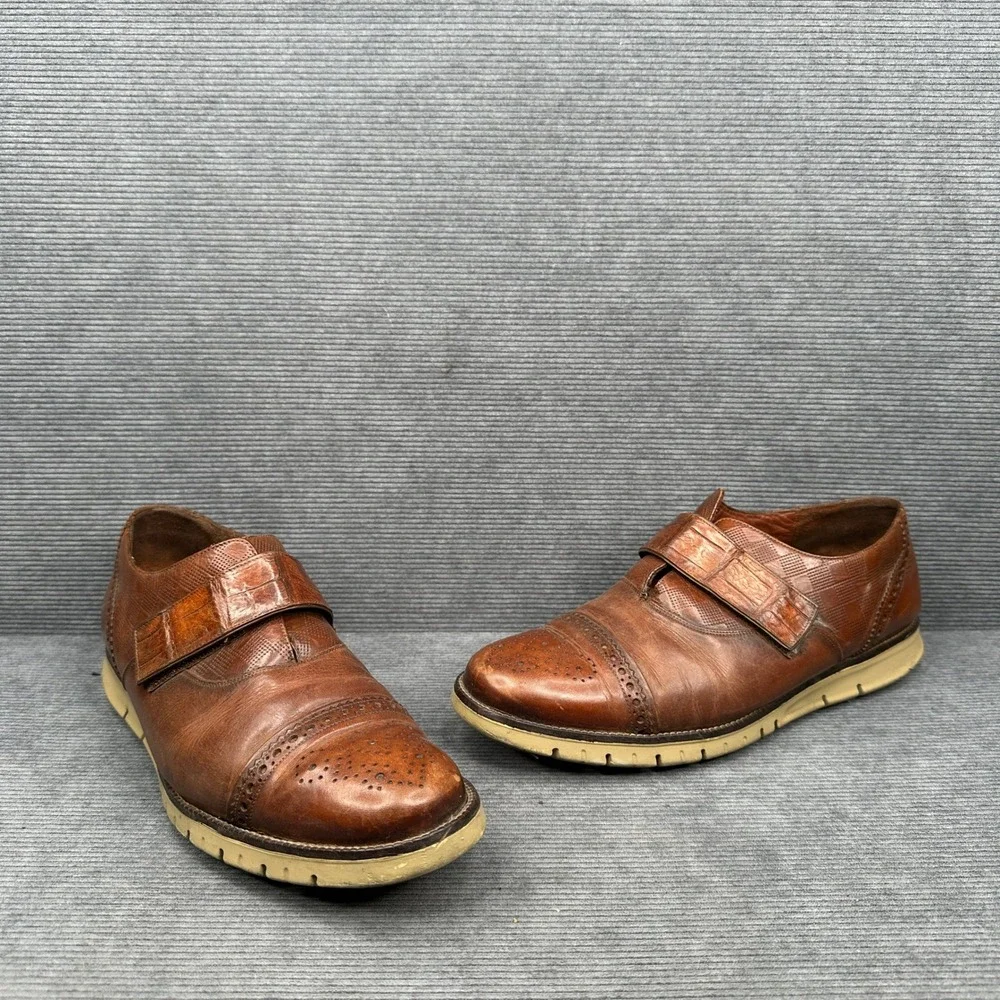 Franco Cuadra Mens Brown Leather Brogue Strap Oxfords A40579 Size 9 Y2k